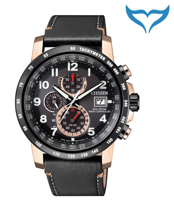 Citizen FunkUhr Herren AT8126-02E Funk Saphir Eco-Drive 20 bar Perpetual Leder N